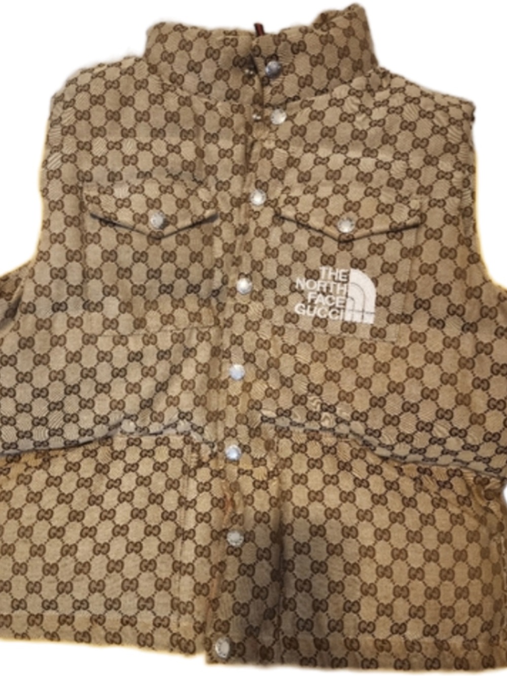 The North Face x Gucci Tan Monogram Puffer Vest